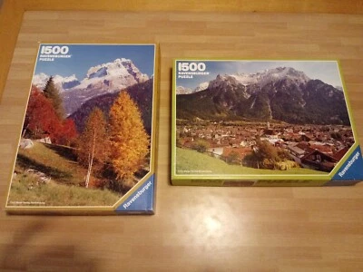 2 Ravensburger Puzzle 1500 PEZZI panorama - otto maier - 1984 nature mountain - Immagine 1 di 4
