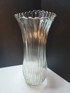 Vtg L. E. Smith Clear Ribbed Column Swung Vase - Bild 1 von 12