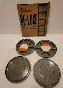 Lot of 3 Vintage 8mm Film Cans with Lids  Metal Reels New Old Stock - Picture 1 of 4