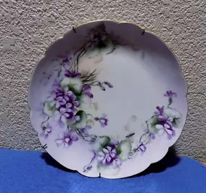 B Moem France Limoges Teller mit Tellerhalter gewellter Rand lila Blumen - Bild 1 von 11