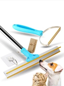 Pet Hair Remover Bundle-Ajustable Longth Large Carpet Rake & Portable Scraper - Picture 1 of 4