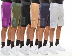 Mens Fashion Lightweight Slub Cargo Shorts Elastic Waist and Drawstring Summer - Picture 1 of 12
