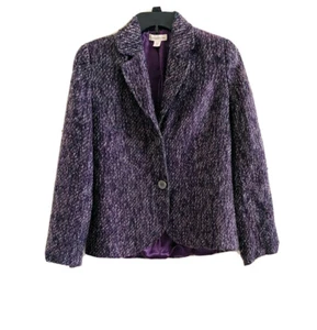Coldwater Creek Purple & Gray Knit 2 Button Blazer Size 10 - Picture 1 of 7