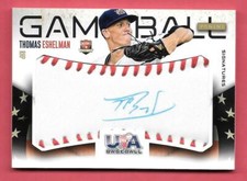 2014 Thomas Eshelman Panini USA Baseball Rookie Auto Game Ball 22/99 Upside Down