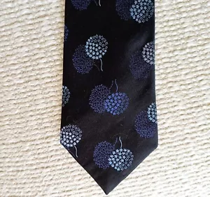 Simon Carter Seidenkrawatte blau schwarz Blumenmuster London Made in England - Bild 1 von 5
