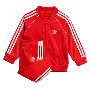 adidas Superstar Kinder Trainingsanzug Jogger Sport Anzug 2er Set Outfit Rot - Bild 1 von 3