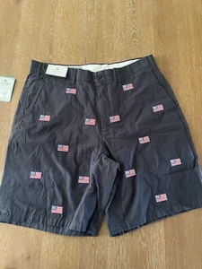 NWT Castaway Nantucket Island Embroidered Shorts American U.S. Flag Size 36 - Picture 1 of 7