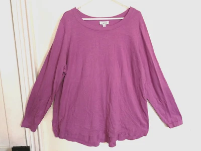 Denim & Co Womens Sweater 2X Plus Purple Tunic Knit Long Sleeve Casual Office - Image 1 of 4