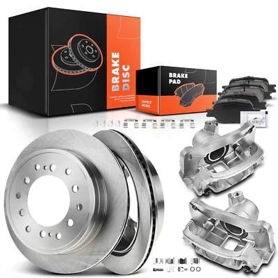 Rear Disc Brake Rotors & Pads + Caliper for Toyota Sequoia 2001-2007 Lexus GX470 - Image 1 of 4