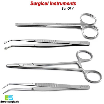 Surgical Needle Holder Stitch Cutting Suturing Scissors Corn Suture Pliers Set - Image 1 of 4