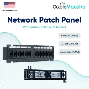 Mini Patchpanel UTP 12 Port CAT6 RJ45 110 Netzwerk Aufputz Wandhalterung - Bild 1 von 6