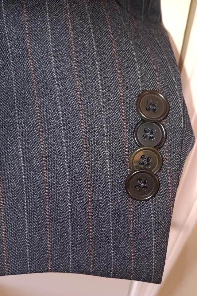 Traje JOHN VARVATOS Sullivan para hombre 42R 35x32,5 lana peinada espiga y rayas Foto 1 de 4