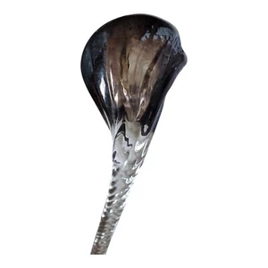 Very Rare 7.5" Hand Blown Art Glass Black Flower Clear Twisted Stems OOAK - Picture 1 of 8