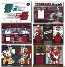 JOE MONTANA JERSEY CARDS,  SIX CARD LOT B.