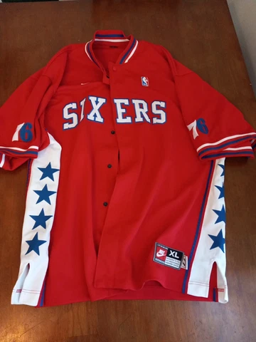 Vintage Sixers Nike Warm Up Button Up Shirt Xl Cover