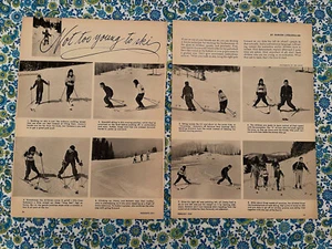 Vintage 1948 Not Too Young To Ski Print Ad Techniques Lessons For Children - Bild 1 von 11