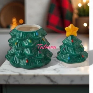 Retro Holiday cookie jar Christmas tree large ceramic 12” - Picture 1 of 6