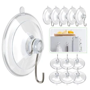 Suction Cup Hooks 1.77 Inches Clear Pvc Suction Cups With Metal Hooks Removable - Picture 1 of 7
