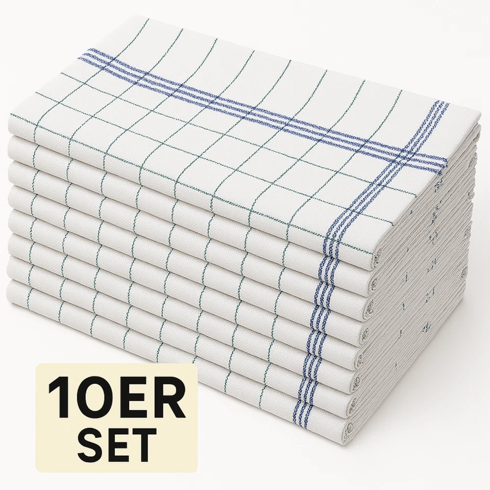 Geschirrtücher Küchentücher Trockentücher %100 Baumwolle 10er Pack Schwarz Blau - Bild 1 von 4