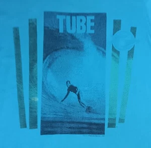 t-shirt vintage anni 80 tube surf surf tavola turchese oceano spiaggia surfista skateboard - Foto 1 di 7