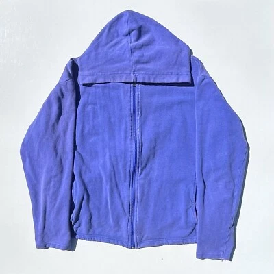 Винтажная женская толстовка с капюшоном на молнии Y2K Russell Athletic фиолетовый размер большая полоса - Изображение 1 из 4