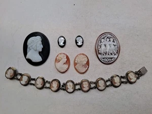 7 camafeos camafeos antiguos vintage de piedra concha piezas de joyería reparación - Imagen 1 de 13