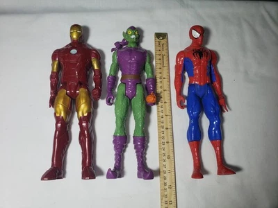 3 figuras de acción Marvel Spider-Man 12" Superhéroe Titán Duende Verde Iron Man Foto 1 de 4