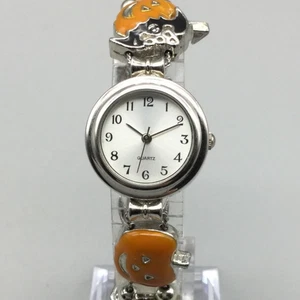 Halloween Slide Charms Uhr Frauen 24mm Silberfarben MOP Neue Batterie 7" - Bild 1 von 15