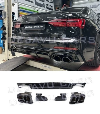 Faldón trasero difusor S6 Look + embellecedores de escape para Audi A6 C8 Sline - Imagen 1 de 4