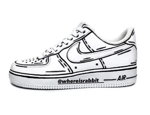 Custom Air Force 1 Cartoon White Black /Animated /Sneakers NEW IN BOX - Picture 1 of 5