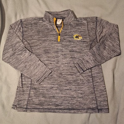 Kent State Golden Flashes-Russell Men L Sweater-Gray 1/4 Zip Pullover - Image 1 of 4
