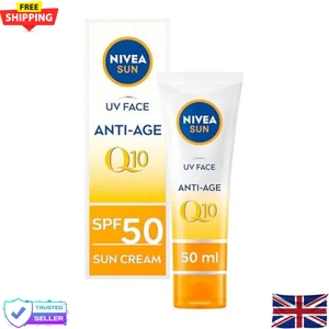NIVEA Sun UV Face Anti-Age SPF 50 Cream (50ml), Q10 Sun Cream Protects Against - Picture 1 of 12