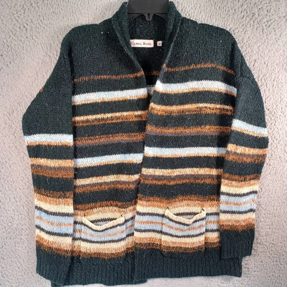 Cárdigan suéter Carol Rose para mujer multicolor a rayas frente abierto talla mediana Foto 1 de 4