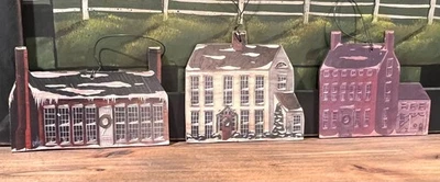 3 Folk Art by David Harden Cass Frames Primitive Print Wood Christmas Ornaments  - Image 1 of 2