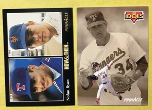 HOF Nolan Ryan 1993 Pinnacle #290 & 1992 #281 Rangers/Mets FREE SHIPPING - Picture 1 of 2