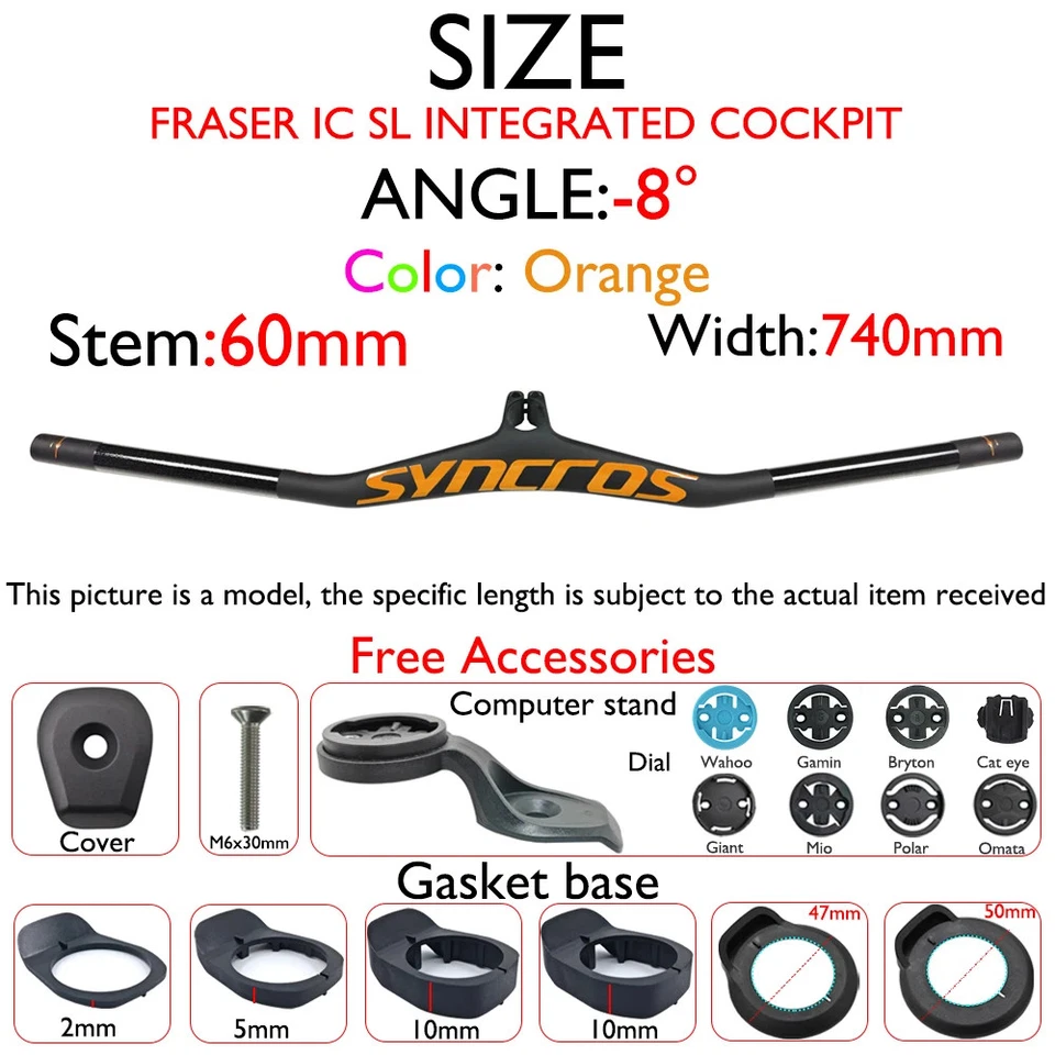 Встроенный руль/шток горного велосипеда FRASER IC SL Carbon -8°/-17°/-25° 60-90*740 мм - Изображение 1 из 4