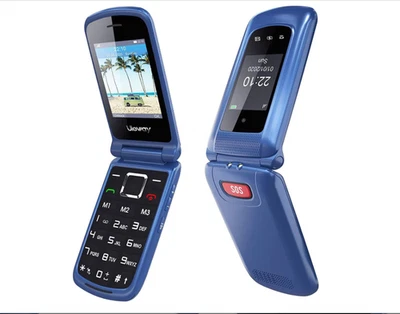 ULEWAY Senioren Handy T380D Klapphandy 2G Dual Display SOS Funktion Blau