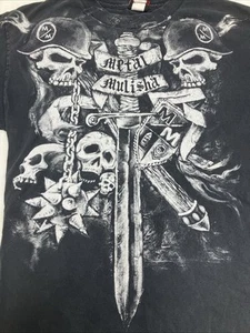 Vintage Y2K Metal Mulisha Big Print Graphic T-Shirt Mens Size Medium Black Skull - Picture 1 of 8