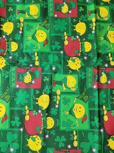 ST PATRICK'S DAY Smiley Faces GREEN IRISH FABRIC 42x86 Smiley For Kids - Picture 1 of 7