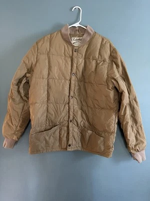 Vintage Cabelas Goose Down Quilted Puffer Jacket Beige Tan Men's Size Large - Image 1 of 4