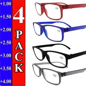 Gafas de lectura unisex rectangulares con bloqueo de luz azul rectangulares para hombre 4 PK - Imagen 1 de 14