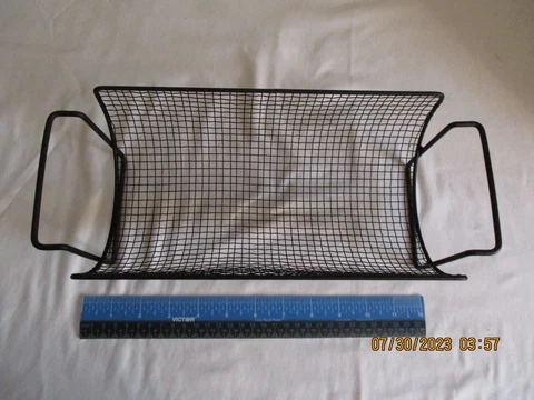 VINTAGE BLACK METAL MESH SLING BASKET PRE-OWN NEVER USED KITCHEN ITEM (?) Cover