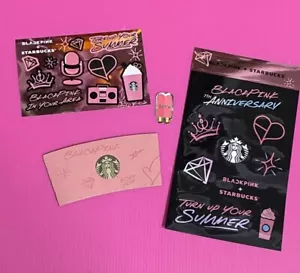 Starbucks X Blackpink 2023 MD Pegatina Rosa Negro Paquete EE. UU. EN MANO Asia Exclusivo - Imagen 1 de 1