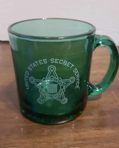Vintage United States Secret Services Blue Green Coffee Mug Etched Made in USA - Picture 1 of 3