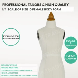 Miniature 1/4 Scale Dress Form Dressmaker Tailor Fashion Design Mannequin Dummy - Picture 1 of 11