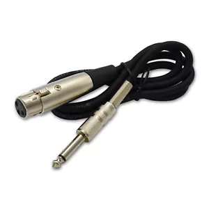 XLR (3-Pin) Female Plug Jack to 6.35 mm (1/4 in) Jack Male TS Microphone Cable  - Picture 1 of 12