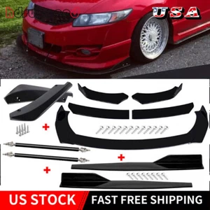Front Bumper Lip Spoiler Splitter Side Skirt Strut Rods for Honda Civic SI Coupe - Picture 1 of 20