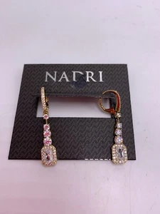 $75 Nadri gold tone crystal drop earrings N1a - Picture 1 of 5