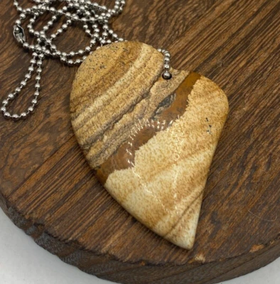 Cuadro Colgante Corazón Jaspe en Cadena Bola Cuentas 24" Foto 1 de 4