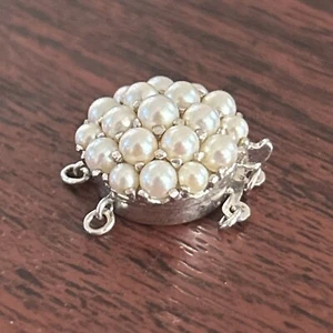 Pulsera/collar vintage oro blanco 14k broche 3 hilos perlas logo flecha 4,9 gr. - Imagen 1 de 19